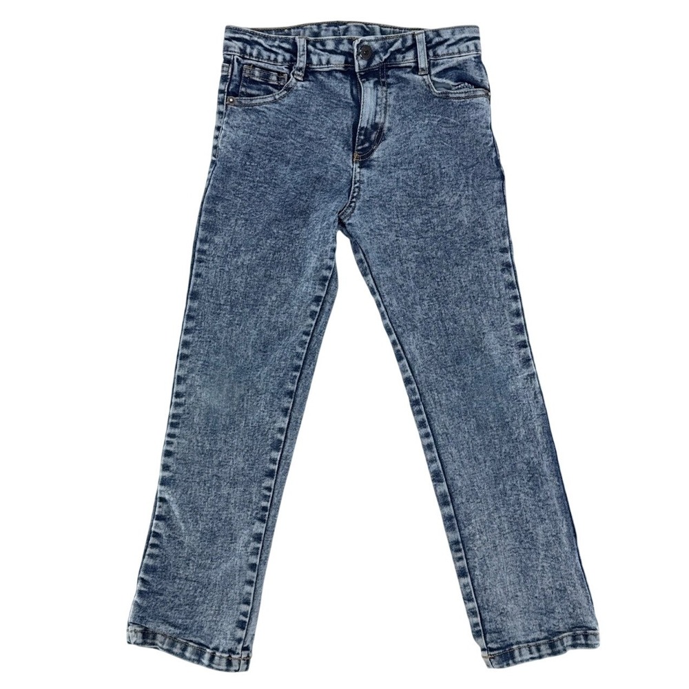 Volcom Girls Acid Wash Blue Denim Straight Leg Jeans Size 7 Stretch Skateboard
